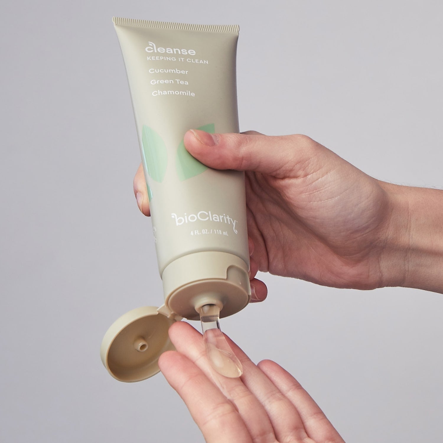 Cleanser with cucumber, green tea, and chamomile