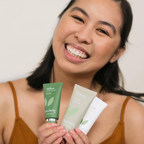 holding vegan acne treatment